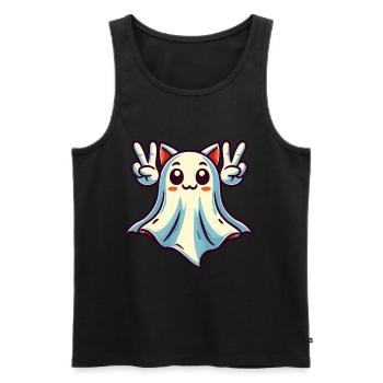 Cat Ears Ghost Kemonomimi Girl Halloween - Men's Premium Organic Tank Top - black - Front - AI Model Male 178 light (178cm)