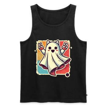 Cat Ears Ghost Kemonomimi Girl Halloween - Men's Premium Organic Tank Top - black - Front - AI Model Male 178 light (178cm)