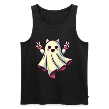 Cat Ears Ghost Kemonomimi Girl Costume Idea - Men's Premium Organic Tank Top - black - Front - AI Model Male 178 light (178cm)