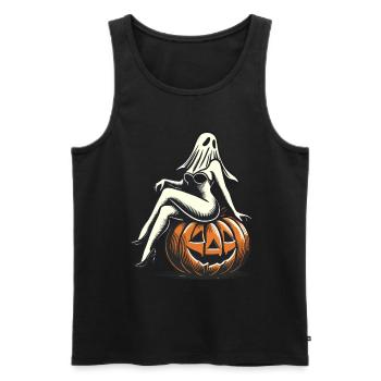Seductive Ghost Funny Halloween Design - Men's Premium Organic Tank Top - black - Front - AI Model Male 178 light (178cm)