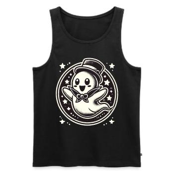 Funny Magician Ghost Cute Halloween - Men's Premium Organic Tank Top - black - Front - Michal (187cm)
