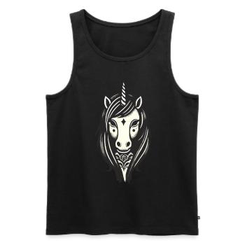 Idée de costume de licorne gothique effrayante Saison effrayante - Débardeur bio Premium Homme - noir - Devant - AI Model Male 178 light (178cm)
