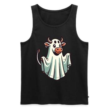 Funny Cow Ghost Bull Sheet Costume Idea - Men's Premium Organic Tank Top - black - Front - AI Model Male 178 light (178cm)