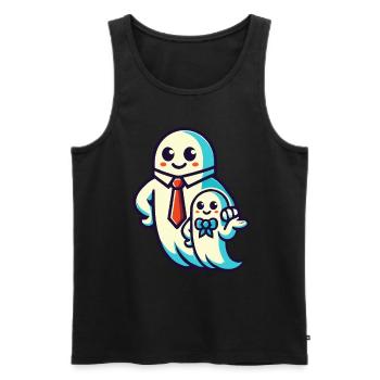 papa fantôme père avec son fils drôle halloween - Débardeur bio Premium Homme - noir - Devant - Michal (187cm)