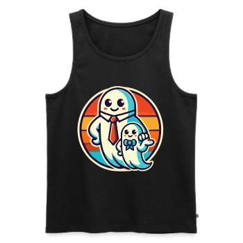 dad ghost father with child funny halloween - Men's Premium Organic Tank Top - black - Front - Michal (187cm)