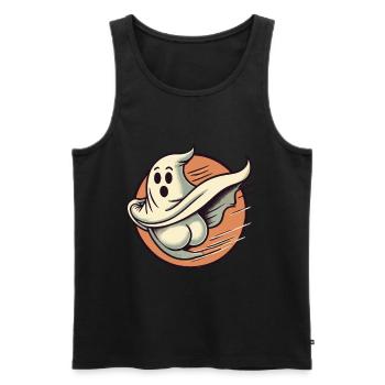 Funny Halloween Ghost Freak Under Sheet - Men's Premium Organic Tank Top - black - Front - AI Model Male 178 light (178cm)