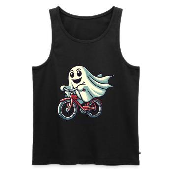 Bicycle Riding Ghost Funny Ghost - Men's Premium Organic Tank Top - black - Front - AI Model Male 178 light (178cm)