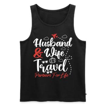 Paar, das Ehemann und Ehefrau zusammenbringt Reisepartner - Männer Premium Bio Tank Top - Schwarz - Vorne - Michal (187cm)