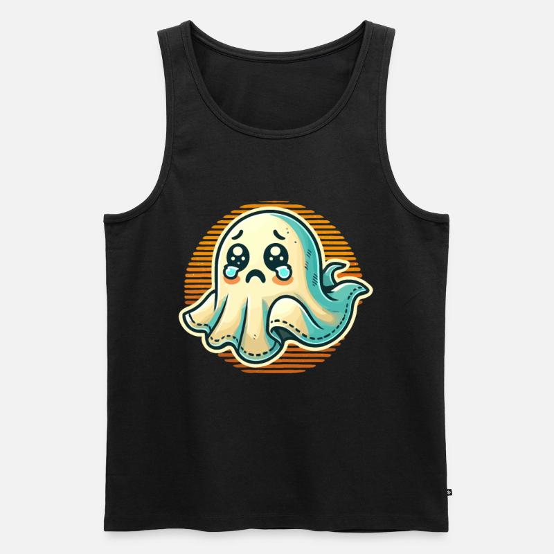 Sad Ghost Funny Ghost Design - Men's Premium Organic Tank Top - black