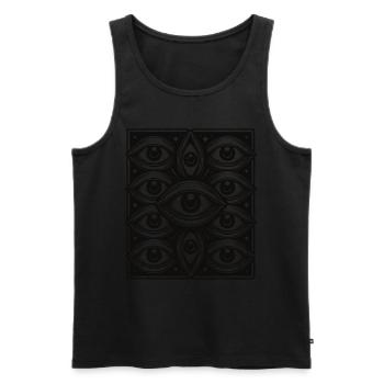 fantômes effrayants yeux sombre Halloween design - Débardeur bio Premium Homme - noir - Devant - Michal (187cm)
