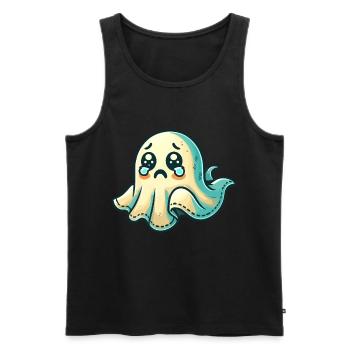 Sad Ghost Funny Ghost Design - Men's Premium Organic Tank Top - black - Front - Michal (187cm)