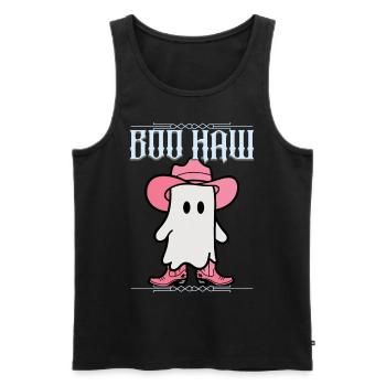 Cute Cowboy Ghost Says Boo Haw - Men's Premium Organic Tank Top - black - Front - AI Model Male 178 light (178cm)