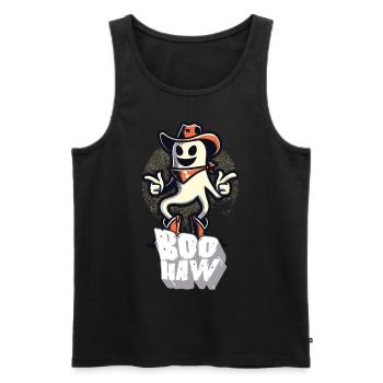 Cool Cowboy Ghost Says Boo Haw - Men's Premium Organic Tank Top - black - Front - AI Model Male 178 light (178cm)