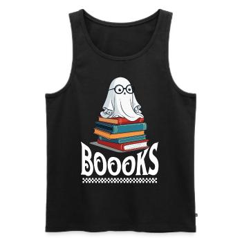 Cute Book Lover Ghost Funny Saying - Men's Premium Organic Tank Top - black - Front - AI Model Male 178 light (178cm)