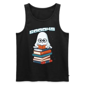 Cute Book Lover Ghost Funny Saying - Men's Premium Organic Tank Top - black - Front - AI Model Male 178 light (178cm)