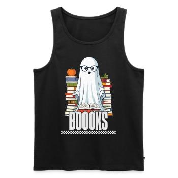 Cute Book Lover Ghost - Men's Premium Organic Tank Top - black - Front - AI Model Male 178 light (178cm)