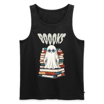 Cute Book Lover Ghost - Men's Premium Organic Tank Top - black - Front - AI Model Male 178 light (178cm)