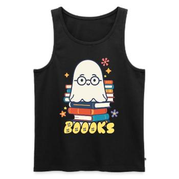 Cute Book Lover Ghost - Men's Premium Organic Tank Top - black - Front - AI Model Male 178 light (178cm)