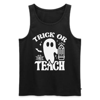 Trick or Teach - Groovy Halloween Teacher - Men's Premium Organic Tank Top - black - Front - Michal (187cm)