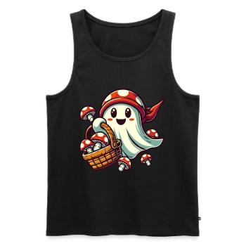 cueilleur de champignons fantôme drôle Halloween design - Débardeur bio Premium Homme - noir - Devant - Michal (187cm)