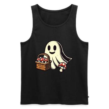 unheMushroom Picker Ghost Ghostly Mushroom Lover - Men's Premium Organic Tank Top - black - Front - AI Model Male 178 light (178cm)