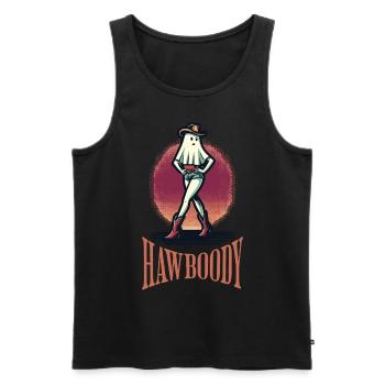 cowboy fille fantôme drôle disant HawBoody - Débardeur bio Premium Homme - noir - Devant - Michal (187cm)