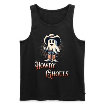 Funny Cowboy Ghost Greeting Ghosts Girls - Men's Premium Organic Tank Top - black - Front - AI Model Male 178 light (178cm)