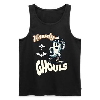 Funny Cowboy Ghost Greeting Ghosts Girls - Men's Premium Organic Tank Top - black - Front - Michal (187cm)