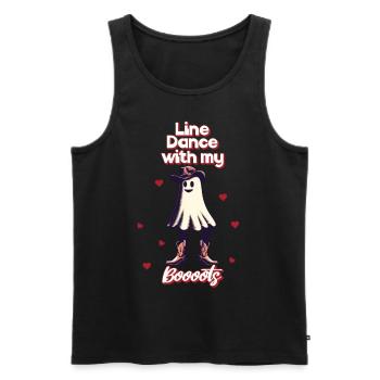 Funny Cowboy With Boots Line Dance Ghost - Men's Premium Organic Tank Top - black - Front - AI Model Male 178 light (178cm)