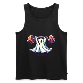 Bodybuilding Ghost Funny Gym Ghost - Men's Premium Organic Tank Top - black - Front - Michal (187cm)