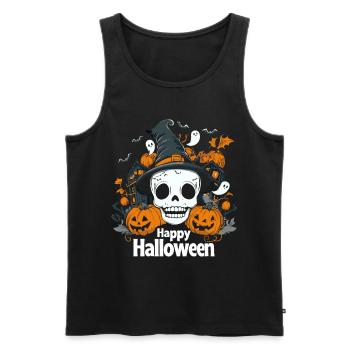 Halloween Costume Skull Witch Ghost Pumpkin - Men's Premium Organic Tank Top - black - Front - AI Model Male 178 light (178cm)