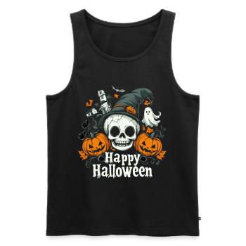 Halloween Costume Skull Witch Ghost Pumpkin - Men's Premium Organic Tank Top - black - Front - AI Model Male 178 light (178cm)