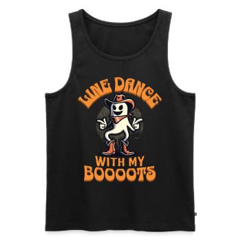 Cowboy With Boots Line Dance Ghost Vintage Retro - Men's Premium Organic Tank Top - black - Front - Michal (187cm)