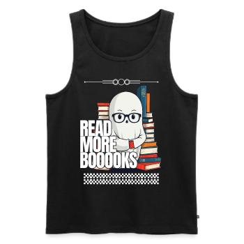 Cute Book Lover Ghost Funny Saying - Men's Premium Organic Tank Top - black - Front - AI Model Male 178 light (178cm)