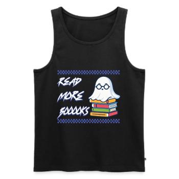 Cute Book Lover Ghost Funny Saying - Men's Premium Organic Tank Top - black - Front - AI Model Male 178 light (178cm)