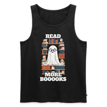 Cute Book Lover Ghost Funny Saying - Men's Premium Organic Tank Top - black - Front - AI Model Male 178 light (178cm)
