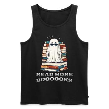 Cute Book Lover Ghost Funny Saying - Men's Premium Organic Tank Top - black - Front - AI Model Male 178 light (178cm)