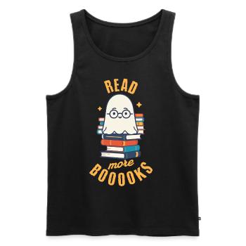 Cute Book Lover Ghost Funny Saying - Men's Premium Organic Tank Top - black - Front - AI Model Male 178 light (178cm)