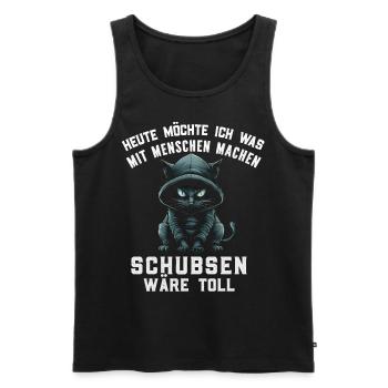 Cat, Irony, Funny, Work, Funny, Sarcasm, Antisocial - Men's Premium Organic Tank Top - black - Front - Michal (187cm)