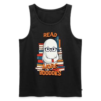 Cute Book Lover Ghost Costume Idea - Men's Premium Organic Tank Top - black - Front - AI Model Male 178 light (178cm)
