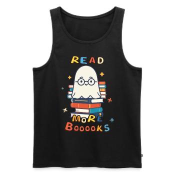 Cute Book Lover Ghost Halloween - Men's Premium Organic Tank Top - black - Front - AI Model Male 178 light (178cm)