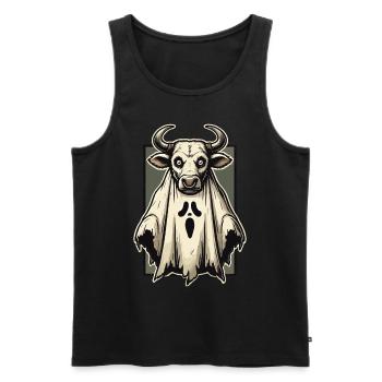 Creepy Cow Ghost Bull Sheet Costume Idea - Men's Premium Organic Tank Top - black - Front - AI Model Male 178 light (178cm)