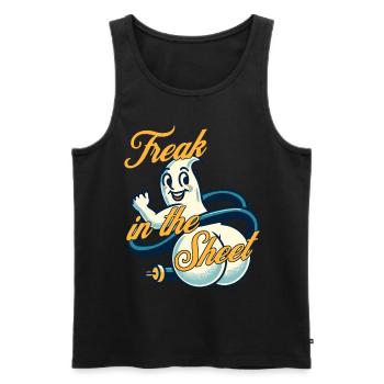 Freak In The Sheet Funny Ghost Design - Men's Premium Organic Tank Top - black - Front - Michal (187cm)