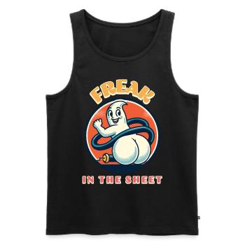 Freak In The Sheet Funny Ghost Design - Men's Premium Organic Tank Top - black - Front - Michal (187cm)