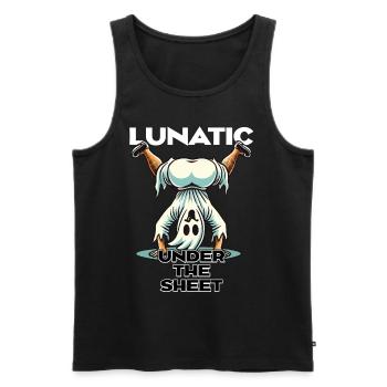 Lunatic Under Sheet Funny Ghost Design - Men's Premium Organic Tank Top - black - Front - Michal (187cm)