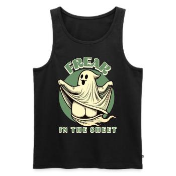 Freak dans la feuille Drôle Halloween fantôme - Débardeur bio Premium Homme - noir - Devant - Michal (187cm)