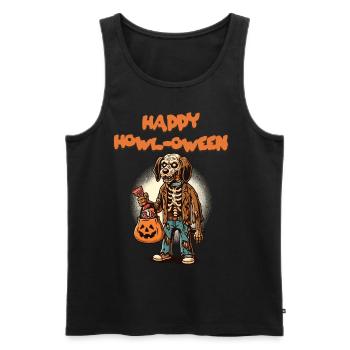Happy Howl-oween Lustiger Halloween Hunde Spruch - Männer Premium Bio Tank Top - Schwarz - Vorne - Michal (187cm)