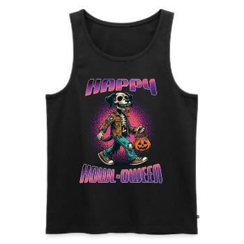 Happy Howl-oween Lustiger Halloween Hunde Spruch - Männer Premium Bio Tank Top - Schwarz - Vorne - Michal (187cm)
