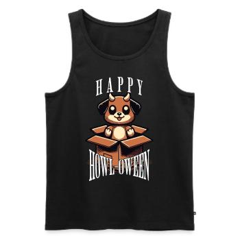 Happy Howl-Oween Lustiger Hunde Halloween Spruch - Männer Premium Bio Tank Top - Schwarz - Vorne - Michal (187cm)