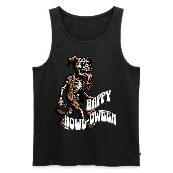 chiens heureux hurlement drôle d’halloween dicton d’halloween - Débardeur bio Premium Homme - noir - Devant - Michal (187cm)